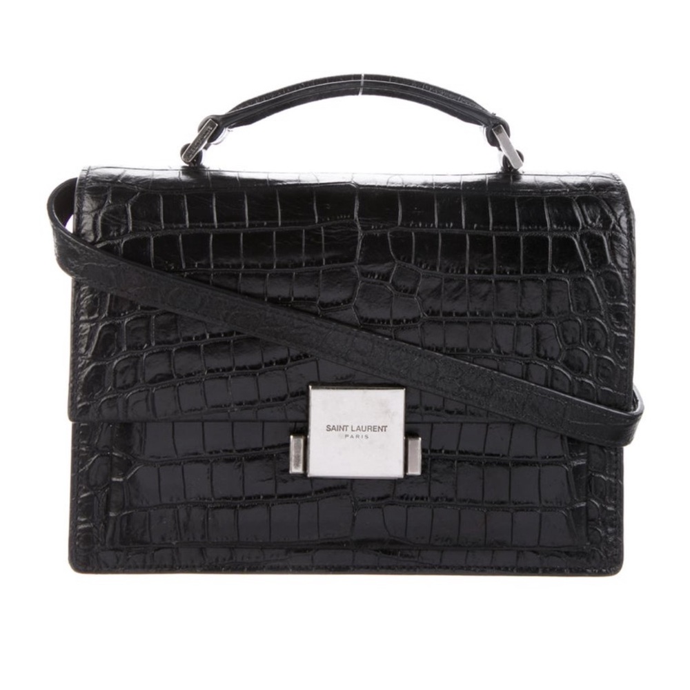 Saint Laurent Black Crocodile Embossed Bag